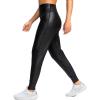 imageG Gradual Womens Joggers High Waisted Yoga Pants with Pockets Loose Leggings for Women Workout Athletic LoungeFaux Leather Coated