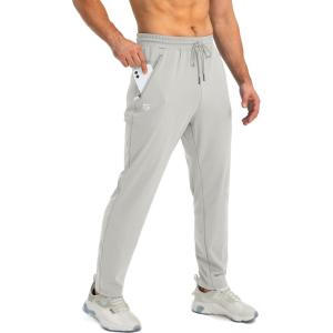 imageG Gradual Mens Sweatpants with Zipper Pockets Tapered Joggers for Men Athletic Pants for Workout Jogging RunningBright Grey