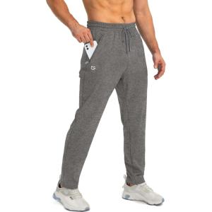 imageG Gradual Mens Sweatpants with Zipper Pockets Tapered Joggers for Men Athletic Pants for Workout Jogging RunningHeathered Brown Light