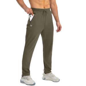 imageG Gradual Mens Sweatpants with Zipper Pockets Tapered Joggers for Men Athletic Pants for Workout Jogging RunningZ Army Green