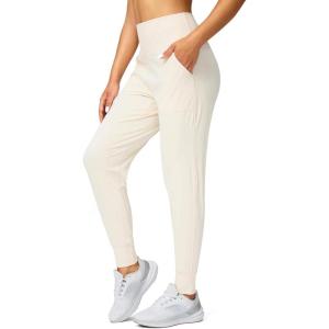 imageG Gradual Womens Joggers High Waisted Yoga Pants with Pockets Loose Leggings for Women Workout Athletic LoungeBeige