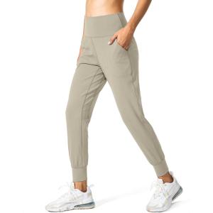 imageG Gradual Womens Joggers High Waisted Yoga Pants with Pockets Loose Leggings for Women Workout Athletic LoungeLight Khaki