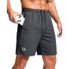 imageG Gradual Mens Athletic Running Shorts with Zipper Pockets Quick Dry 7quot 5quot 9quot Workout Gym Shorts for Basketball HikingDark Grey