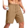 imageG Gradual Mens Athletic Running Shorts with Zipper Pockets Quick Dry 7quot 5quot 9quot Workout Gym Shorts for Basketball HikingDark Khaki