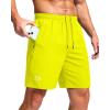 imageG Gradual Mens Athletic Running Shorts with Zipper Pockets Quick Dry 7quot 5quot 9quot Workout Gym Shorts for Basketball HikingFluorescent Yellow