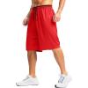 imageG Gradual Mens Long Basketball Shorts with Zipper Pocket 11 Quick Dry Gym Shorts Lightweight Mesh Athletic Shorts for MenRed