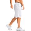 imageG Gradual Mens Long Basketball Shorts with Zipper Pocket 11 Quick Dry Gym Shorts Lightweight Mesh Athletic Shorts for MenWhite