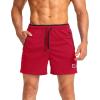 imageG Gradual Mens Running Shorts with Zipper Pockets Quick Dry Gym Athletic Workout 5quot Shorts for MenRed