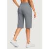 imageG Gradual Womens 14quot Bermuda Long Shorts Knee Length High Waisted Athletic Shorts with Pockets Stretch Casual Summer WalkingLight Grey
