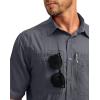 imageMens Fishing Shirts with Zipper Pockets UPF 50 Lightweight Cool Short Sleeve Button Down Shirts for Men Casual HikingDark Grey