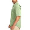 imageMens Fishing Shirts with Zipper Pockets UPF 50 Lightweight Cool Short Sleeve Button Down Shirts for Men Casual HikingLight Green