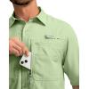 imageMens Fishing Shirts with Zipper Pockets UPF 50 Lightweight Cool Short Sleeve Button Down Shirts for Men Casual HikingLight Green