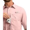 imageMens Fishing Shirts with Zipper Pockets UPF 50 Lightweight Cool Short Sleeve Button Down Shirts for Men Casual HikingLight Pink