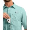 imageMens Fishing Shirts with Zipper Pockets UPF 50 Lightweight Cool Short Sleeve Button Down Shirts for Men Casual HikingMint Green