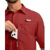 imageMens Fishing Shirts with Zipper Pockets UPF 50 Lightweight Cool Short Sleeve Button Down Shirts for Men Casual HikingRed