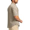 imageMens Fishing Shirts with Zipper Pockets UPF 50 Lightweight Cool Short Sleeve Button Down Shirts for Men Casual HikingSage Green