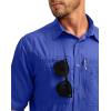 imageMens Fishing Shirts with Zipper Pockets UPF 50 Lightweight Cool Short Sleeve Button Down Shirts for Men Casual HikingVivid Blue