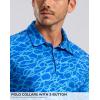 imageMens Golf Shirt Short Sleeve Dry Fit Polo Moisture Wicking Print Collared Golf Shirts for Men Casual LightweightBlue Sea Wave