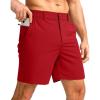 imageMens Casual Shorts 7quot Lightweight Golf Shorts for Men Stretch with 3 Pockets Quick Dry Breathable Work ShortsRed