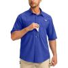 imageMens Fishing Shirts with Zipper Pockets UPF 50 Lightweight Cool Short Sleeve Button Down Shirts for Men Casual HikingVivid Blue