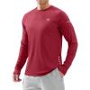 imageMens Sun Protection Long Sleeve Shirts UPF 50 Rash Guard for Men SPF UV Fishing Hiking Running Workout Athletic ShirtDark Red