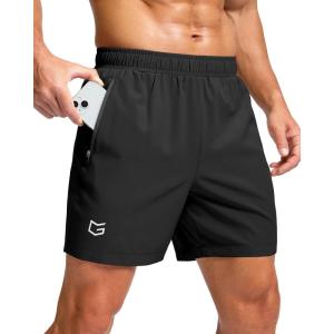 imageG Gradual Mens Athletic Running Shorts with Zipper Pockets Quick Dry 7quot 5quot 9quot Workout Gym Shorts for Basketball HikingBlack