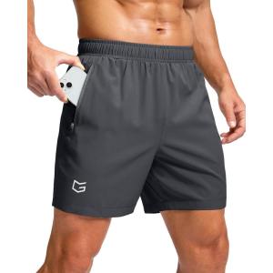 imageG Gradual Mens Athletic Running Shorts with Zipper Pockets Quick Dry 7quot 5quot 9quot Workout Gym Shorts for Basketball HikingDark Grey