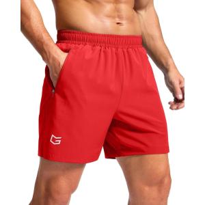 imageG Gradual Mens Athletic Running Shorts with Zipper Pockets Quick Dry 7quot 5quot 9quot Workout Gym Shorts for Basketball HikingDeep Red