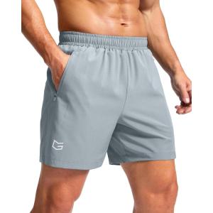 imageG Gradual Mens Athletic Running Shorts with Zipper Pockets Quick Dry 7quot 5quot 9quot Workout Gym Shorts for Basketball HikingLight Grey