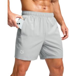 imageG Gradual Mens Athletic Running Shorts with Zipper Pockets Quick Dry 7quot 5quot 9quot Workout Gym Shorts for Basketball HikingPlatinum Grey