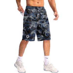 imageG Gradual Mens Basketball Shorts with Zipper Pockets Lightweight Quick Dry 11quot Long Shorts for Men Athletic GymBlue Camo