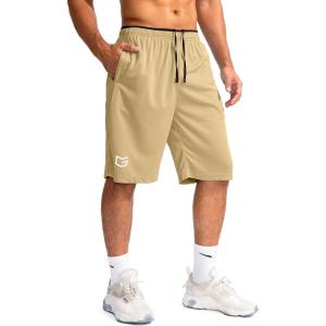 imageG Gradual Mens Basketball Shorts with Zipper Pockets Lightweight Quick Dry 11quot Long Shorts for Men Athletic GymKhaki
