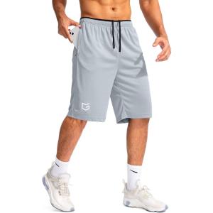 imageG Gradual Mens Basketball Shorts with Zipper Pockets Lightweight Quick Dry 11quot Long Shorts for Men Athletic GymLight Gray