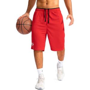 imageG Gradual Mens Basketball Shorts with Zipper Pockets Lightweight Quick Dry 11quot Long Shorts for Men Athletic GymRed