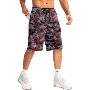 imageG Gradual Mens Basketball Shorts with Zipper Pockets Lightweight Quick Dry 11quot Long Shorts for Men Athletic GymRed Camo