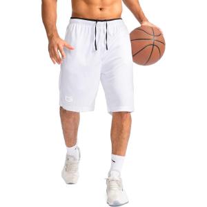 imageG Gradual Mens Basketball Shorts with Zipper Pockets Lightweight Quick Dry 11quot Long Shorts for Men Athletic GymWhite
