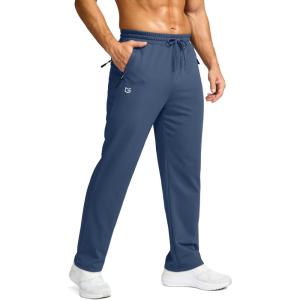 imageG Gradual Mens Fleece Lined Pants with 3 Zipper Pockets Water Resistant Winter Warm Hiking Pants Athletic Sweatpants for MenBlue