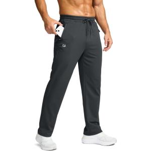 imageG Gradual Mens Fleece Lined Pants with 3 Zipper Pockets Water Resistant Winter Warm Hiking Pants Athletic Sweatpants for MenDark Grey