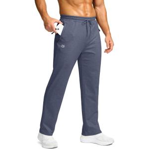 imageG Gradual Mens Fleece Lined Pants with 3 Zipper Pockets Water Resistant Winter Warm Hiking Pants Athletic Sweatpants for MenDusty Blue Heather