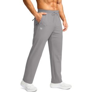 imageG Gradual Mens Fleece Lined Pants with 3 Zipper Pockets Water Resistant Winter Warm Hiking Pants Athletic Sweatpants for MenLight Grey