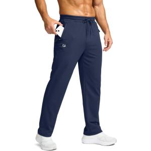 imageG Gradual Mens Fleece Lined Pants with 3 Zipper Pockets Water Resistant Winter Warm Hiking Pants Athletic Sweatpants for MenNavy