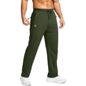 imageG Gradual Mens Fleece Lined Pants with 3 Zipper Pockets Water Resistant Winter Warm Hiking Pants Athletic Sweatpants for MenOlive Green