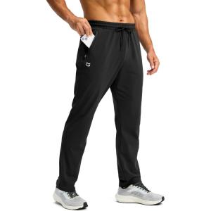 imageG Gradual Mens Fleece Lined Winter Pants with 3 Zipper Pockets Warm Athletic Joggers Workout Running Sweatpants for MenBlack