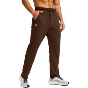 imageG Gradual Mens Fleece Lined Winter Pants with 3 Zipper Pockets Warm Athletic Joggers Workout Running Sweatpants for MenBrown