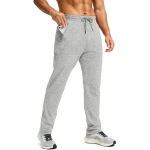 imageG Gradual Mens Fleece Lined Winter Pants with 3 Zipper Pockets Warm Athletic Joggers Workout Running Sweatpants for MenHeather Medium Grey