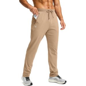 imageG Gradual Mens Fleece Lined Winter Pants with 3 Zipper Pockets Warm Athletic Joggers Workout Running Sweatpants for MenKhaki