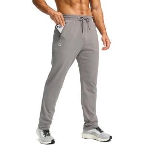 imageG Gradual Mens Fleece Lined Winter Pants with 3 Zipper Pockets Warm Athletic Joggers Workout Running Sweatpants for MenLight Grey