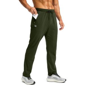 imageG Gradual Mens Fleece Lined Winter Pants with 3 Zipper Pockets Warm Athletic Joggers Workout Running Sweatpants for MenOlive Green