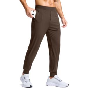 imageG Gradual Mens Golf Joggers Pants with Zipper Pockets Stretch Sweatpants Slim Fit Track Pants Joggers for Men Work RunningBrown