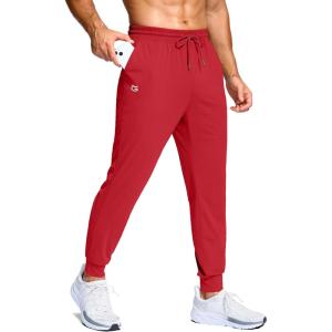imageG Gradual Mens Joggers Lightweight Athletic Workout Pants with Pockets Stretch Track Running Sweatpants for Men Gym SportsPower Red